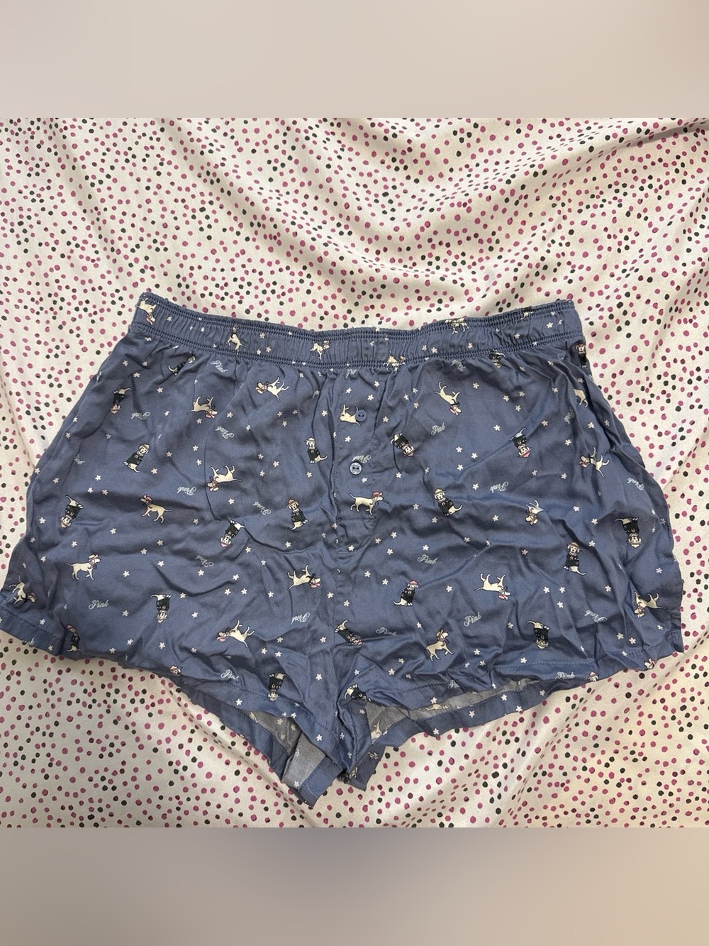 PINK Victoria's Secret Blue Printed Boxer Shorts